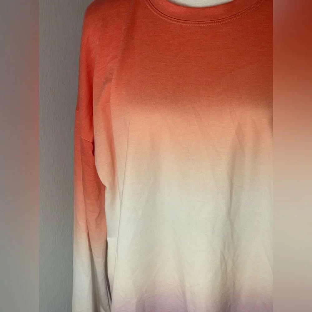 NWT: IDEOLOGY Orange and Purple Ombre Long Sleeve Shirt Size Medium - Picture 3 of 6